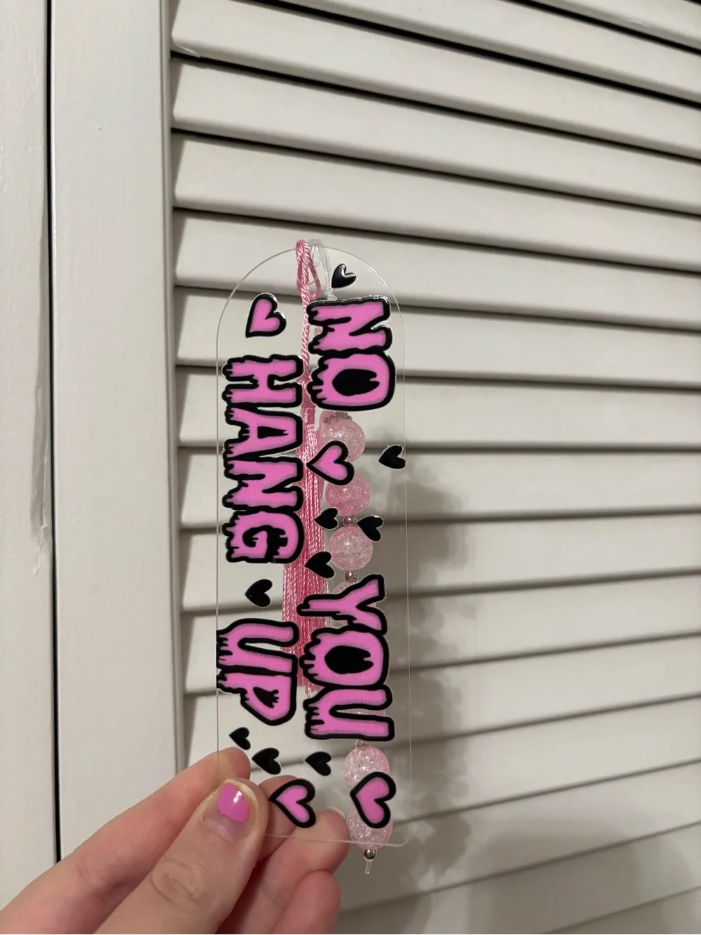 No You Hang Up handcrafted bookmark 💗🖤